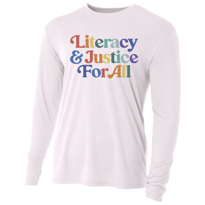 Literacy Justice For All Stop Book Banning Protect Librarian Cooling Performance Long Sleeve Crew