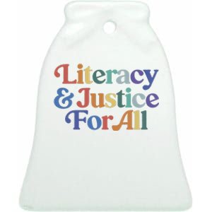 Literacy Justice For All Stop Book Banning Protect Librarian Ceramic Bell Ornament