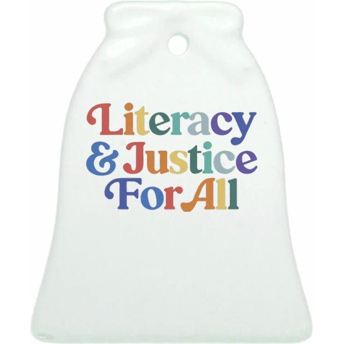 Literacy Justice For All Stop Book Banning Protect Librarian Ceramic Bell Ornament