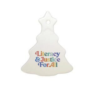 Literacy Justice For All Stop Book Banning Protect Librarian Ceramic Tree Ornament