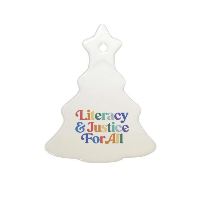 Literacy Justice For All Stop Book Banning Protect Librarian Ceramic Tree Ornament