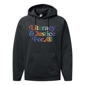 Literacy Justice For All Stop Book Banning Protect Librarian Performance Fleece Hoodie