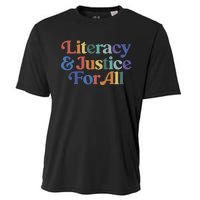 Literacy Justice For All Stop Book Banning Protect Librarian Cooling Performance Crew T-Shirt