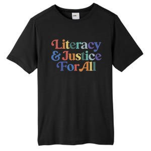 Literacy Justice For All Stop Book Banning Protect Librarian Tall Fusion ChromaSoft Performance T-Shirt