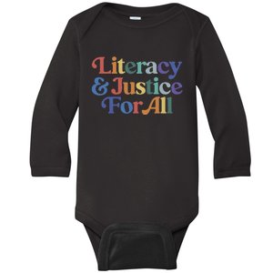 Literacy Justice For All Stop Book Banning Protect Librarian Baby Long Sleeve Bodysuit