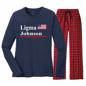 Ligma Johnson Funny Presidential Election 2024 Parody Women's Long Sleeve Flannel Pajama Set 