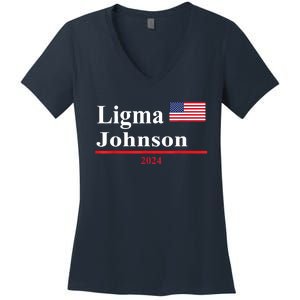 Ligma Johnson Funny Presidential Election 2024 Parody Women's V-Neck T-Shirt