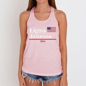 Ligma Johnson Funny Presidential Election 2024 Parody Women's Knotted Racerback Tank