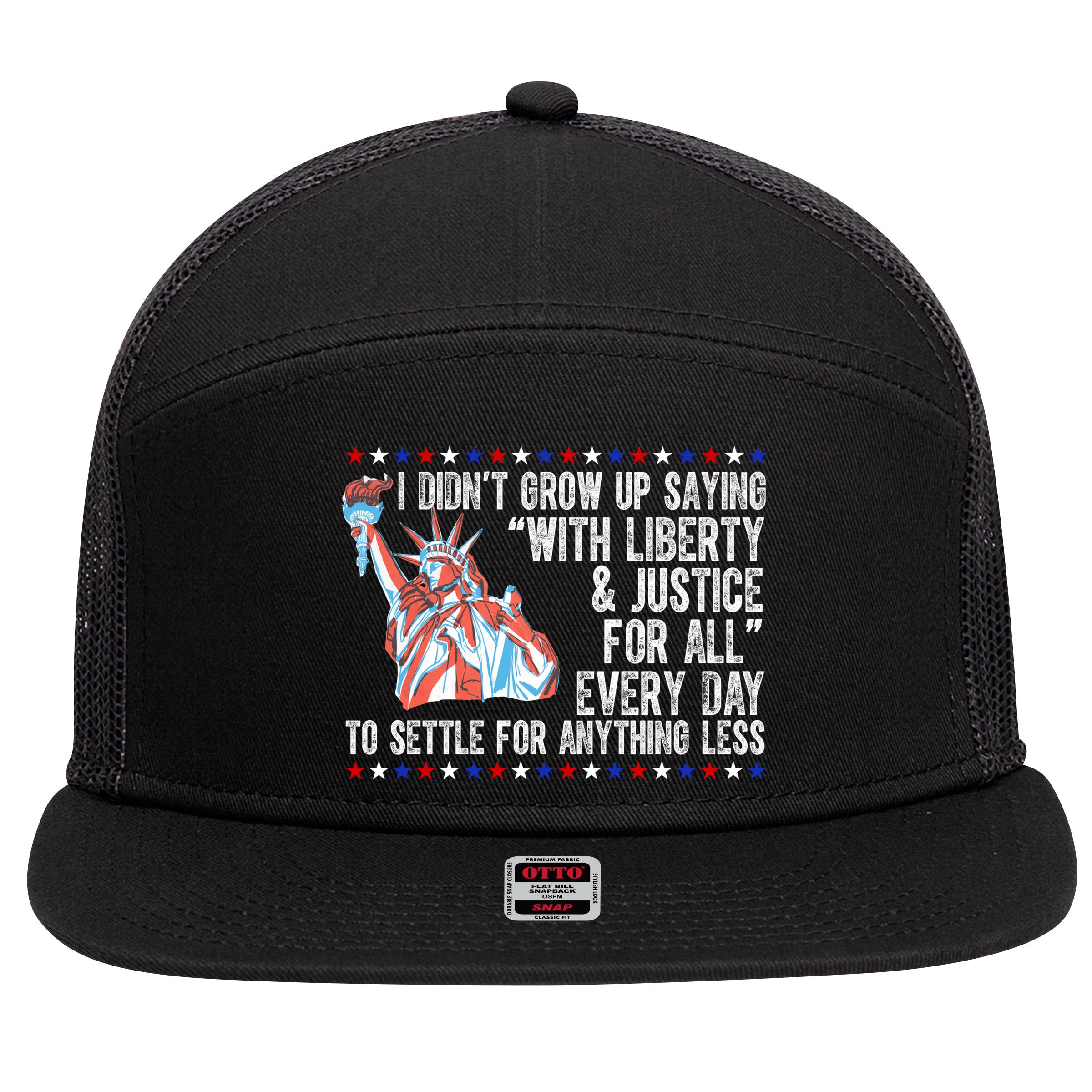 Liberty Justice For All Patriotic Pro American 7 Panel Mesh Trucker Snapback Hat