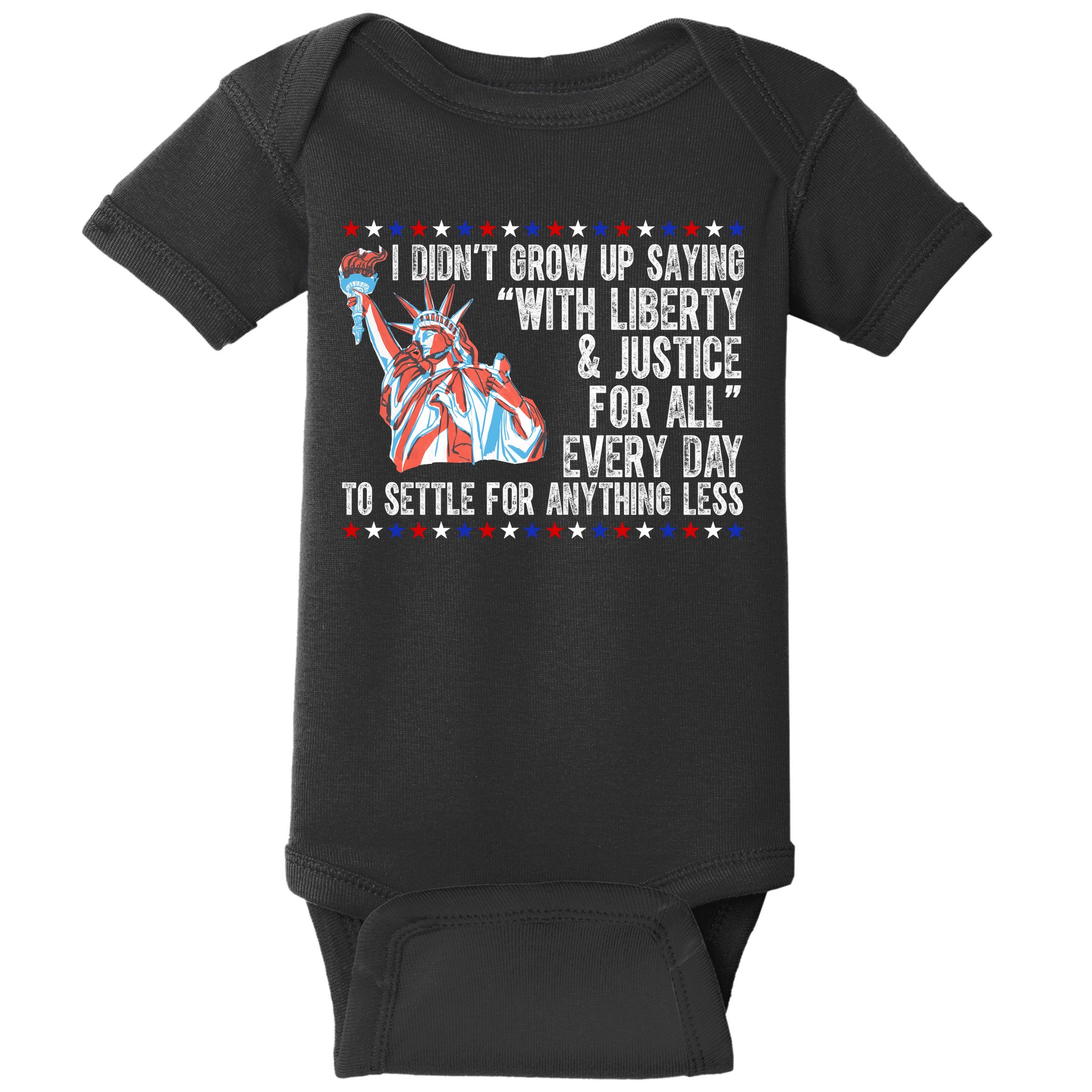 Liberty Justice For All Patriotic Pro American Baby Bodysuit