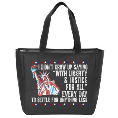 Liberty Justice For All Patriotic Pro American Zip Tote Bag