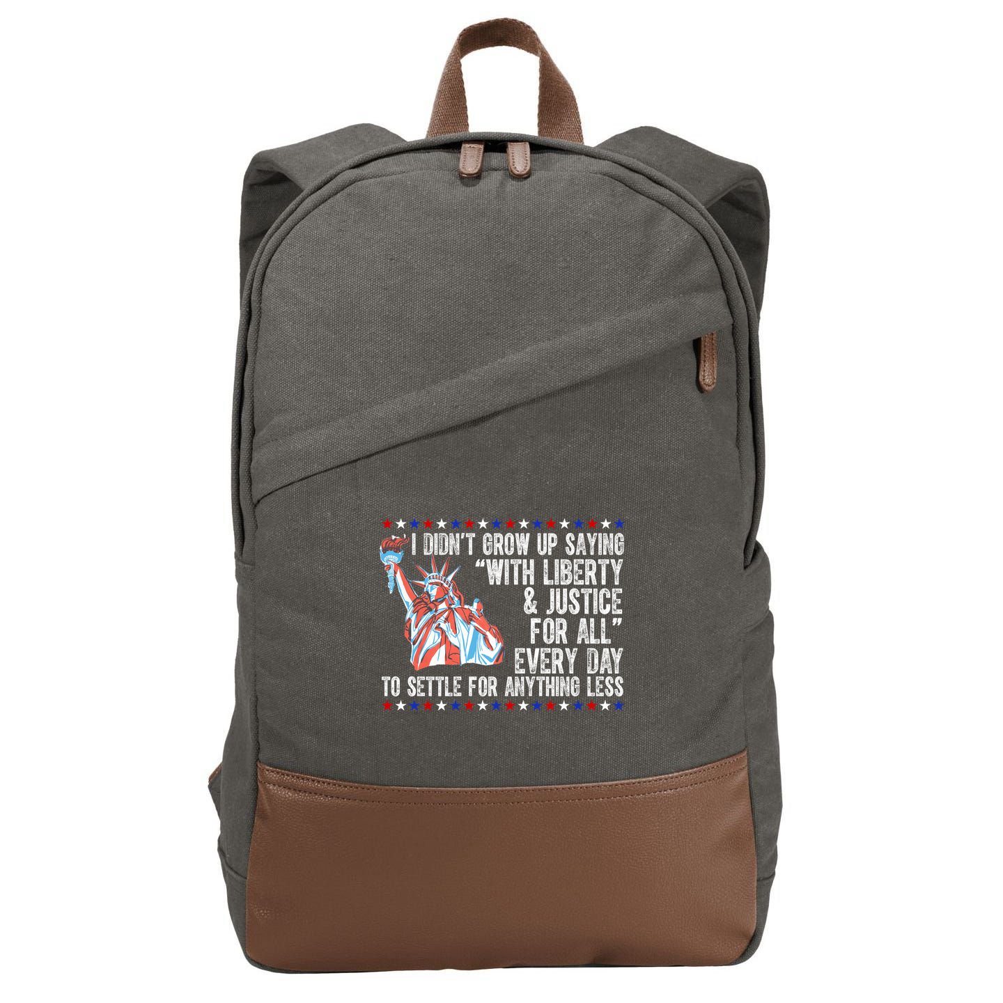 Liberty Justice For All Patriotic Pro American Cotton Canvas Backpack