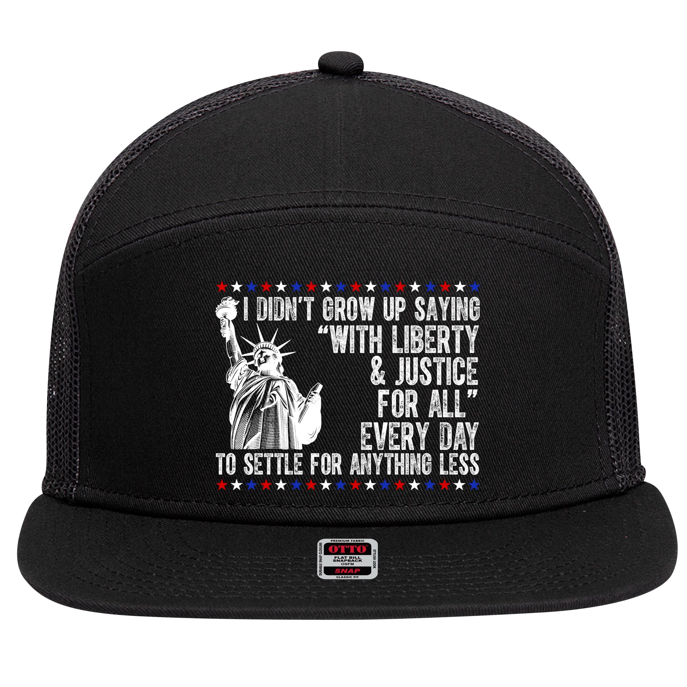Liberty Justice For All Patriotic 4th Of July 7 Panel Mesh Trucker Snapback Hat