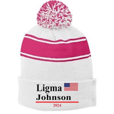 Ligma Johnson Funny Presidential Election 2024 Parody Stripe Pom Pom Beanie