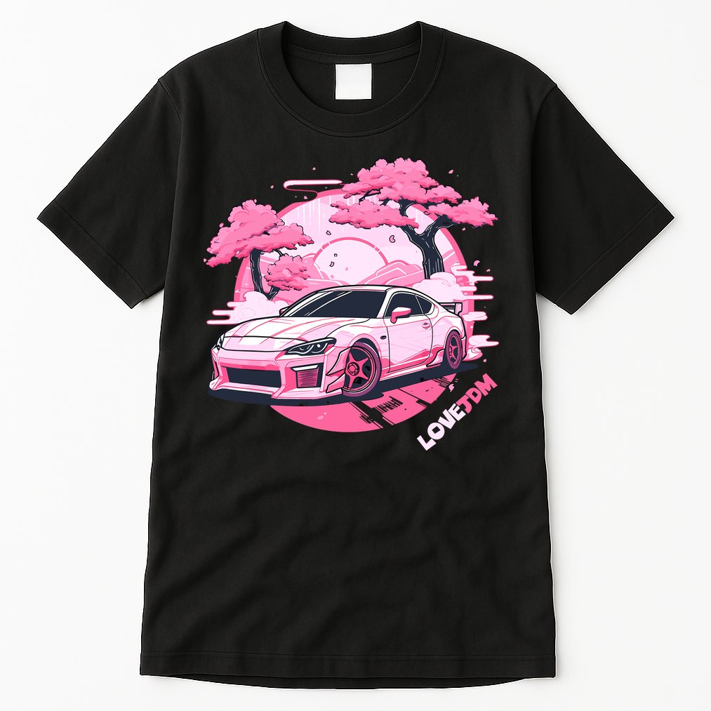 Love JDM Girl Racer Pink Japanese Race Car Tall T-Shirt