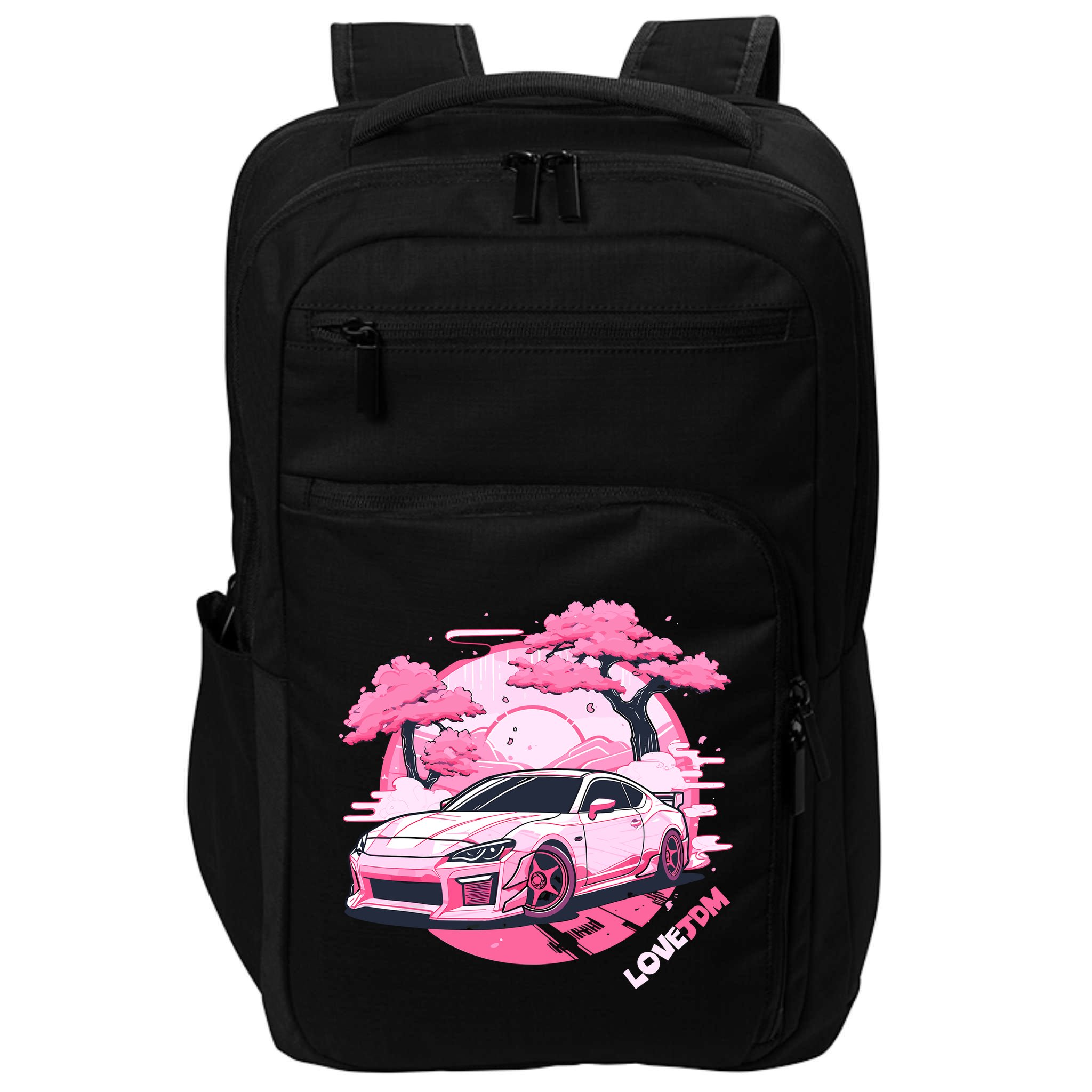 Love JDM Girl Racer Pink Japanese Race Car Impact Tech Backpack