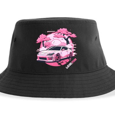 Love JDM Girl Racer Pink Japanese Race Car Sustainable Bucket Hat