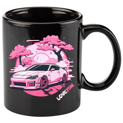 Love JDM Girl Racer Pink Japanese Race Car 11oz C Handle Ceramic Mug