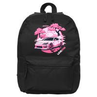 Love JDM Girl Racer Pink Japanese Race Car 16 in Basic Backpack