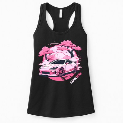 Love JDM Girl Racer Pink Japanese Race Car Womens Tank Top