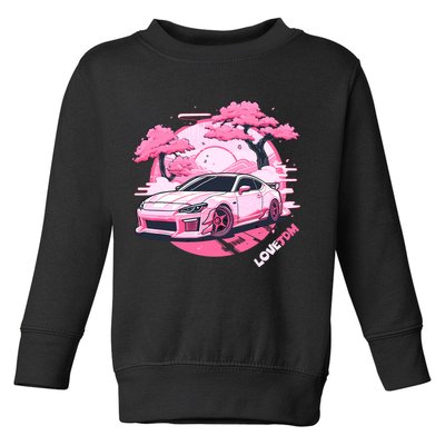 Love JDM Girl Racer Pink Japanese Race Car Toddler Sweatshirt
