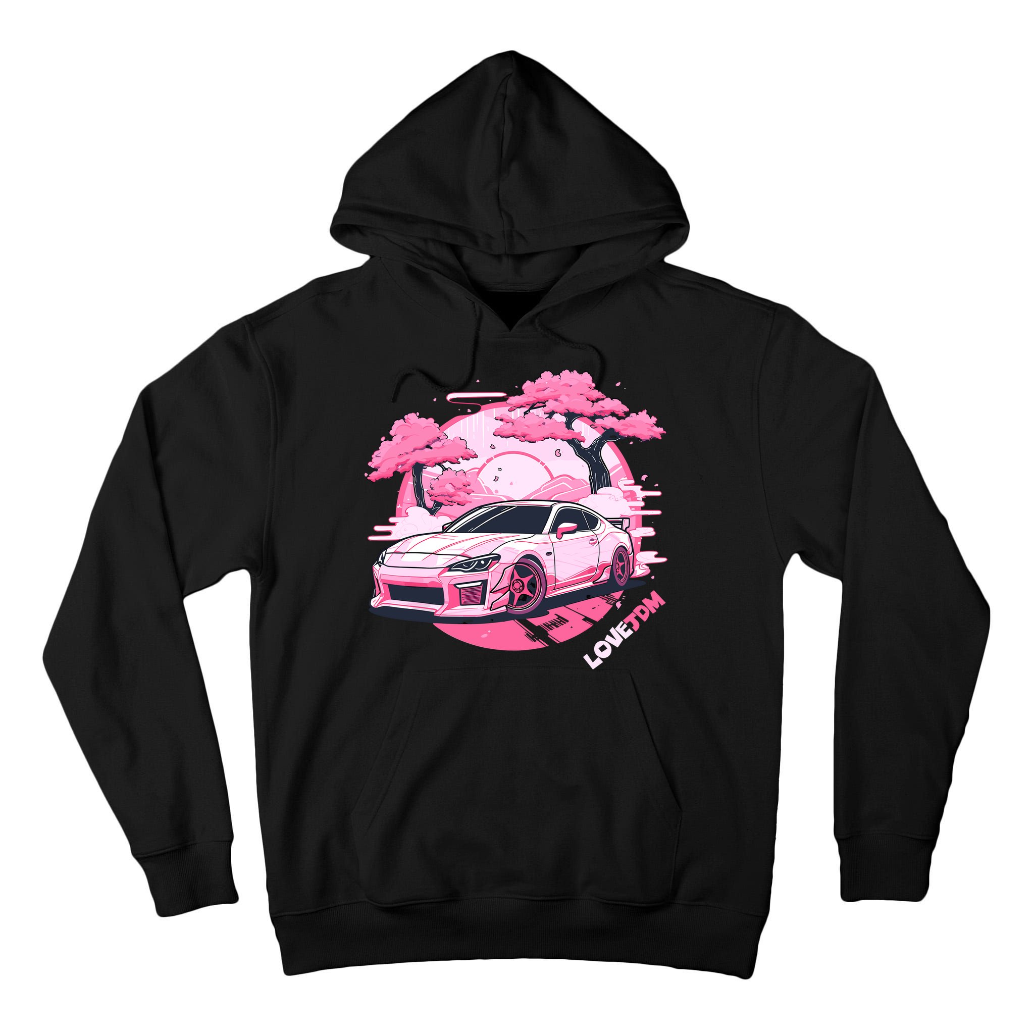 Love JDM Girl Racer Pink Japanese Race Car Tall Hoodie