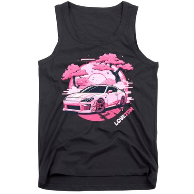 Love JDM Girl Racer Pink Japanese Race Car Tank Top