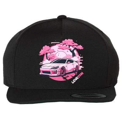 Love JDM Girl Racer Pink Japanese Race Car Wool Snapback Cap