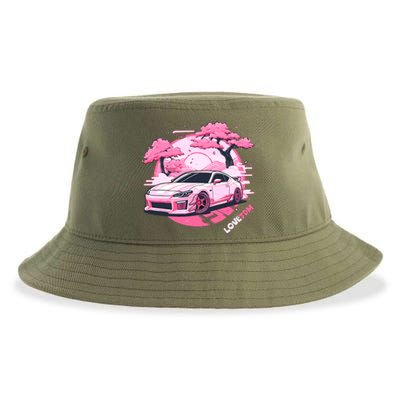 Love JDM Girl Racer Pink Japanese Race Car Sustainable Bucket Hat