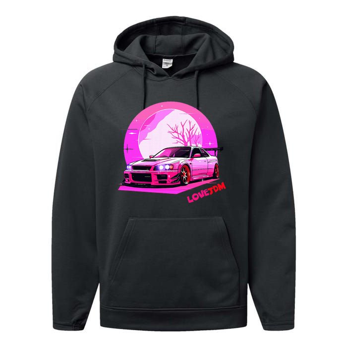 Love Jdm Girl Racer Japanese Modified Race Car Performance Fleece Hoodie