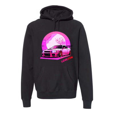 Love Jdm Girl Racer Japanese Modified Race Car Premium Hoodie