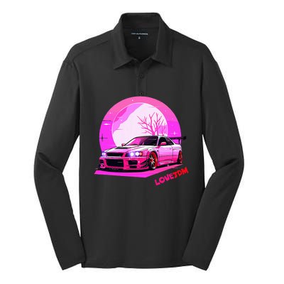 Love Jdm Girl Racer Japanese Modified Race Car Silk Touch Performance Long Sleeve Polo