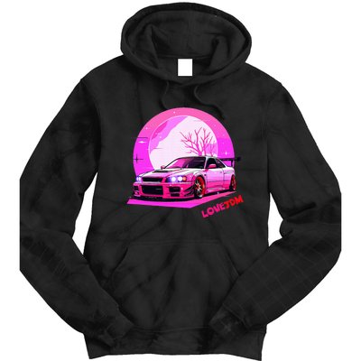 Love Jdm Girl Racer Japanese Modified Race Car Tie Dye Hoodie