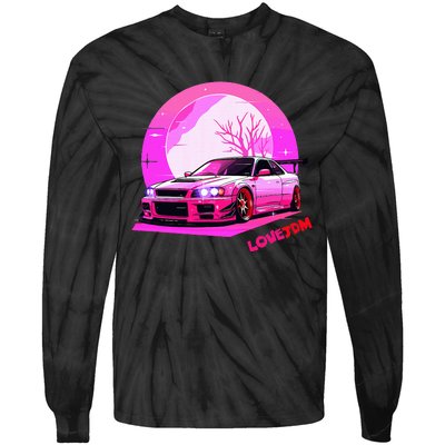 Love Jdm Girl Racer Japanese Modified Race Car Tie-Dye Long Sleeve Shirt