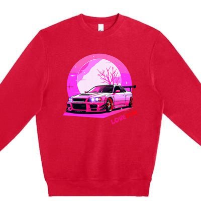 Love Jdm Girl Racer Japanese Modified Race Car Premium Crewneck Sweatshirt