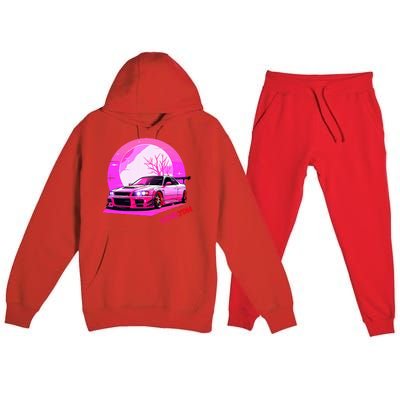 Love Jdm Girl Racer Japanese Modified Race Car Premium Hooded Sweatsuit Set