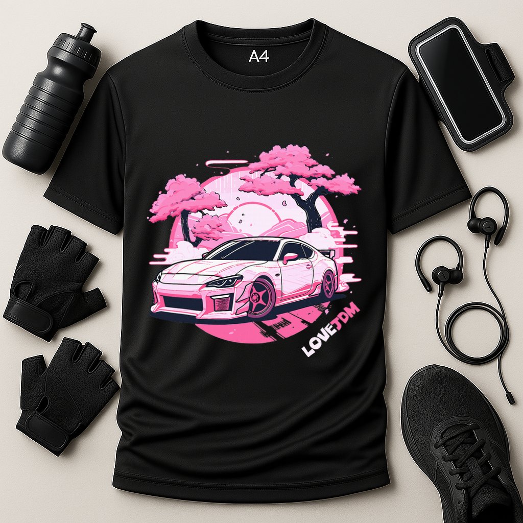 Love Jdm Girl Racer Pink Japanese Race Car Cooling Performance Crew T-Shirt