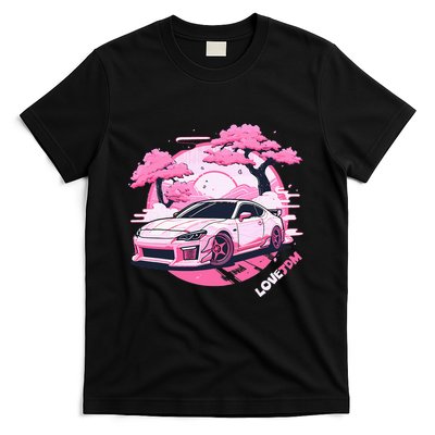 Love Jdm Girl Racer Pink Japanese Race Car T-Shirt