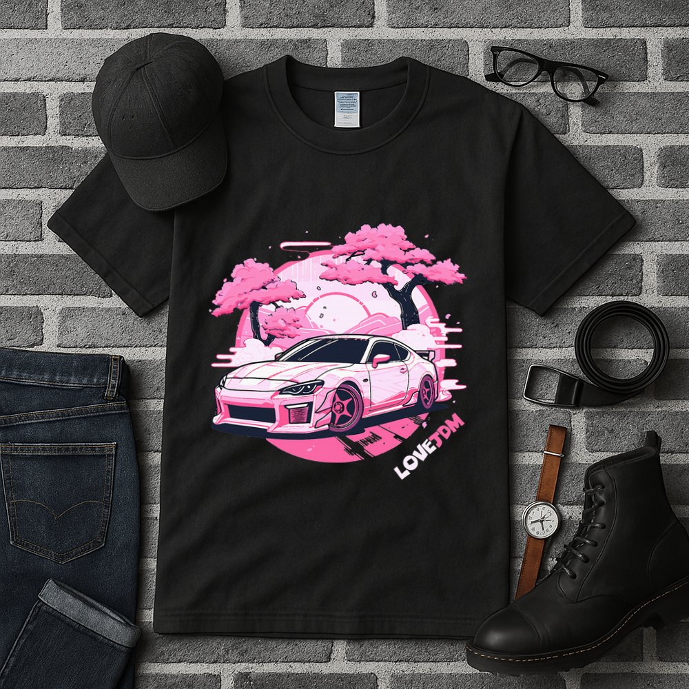 Love Jdm Girl Racer Pink Japanese Race Car Tall T-Shirt