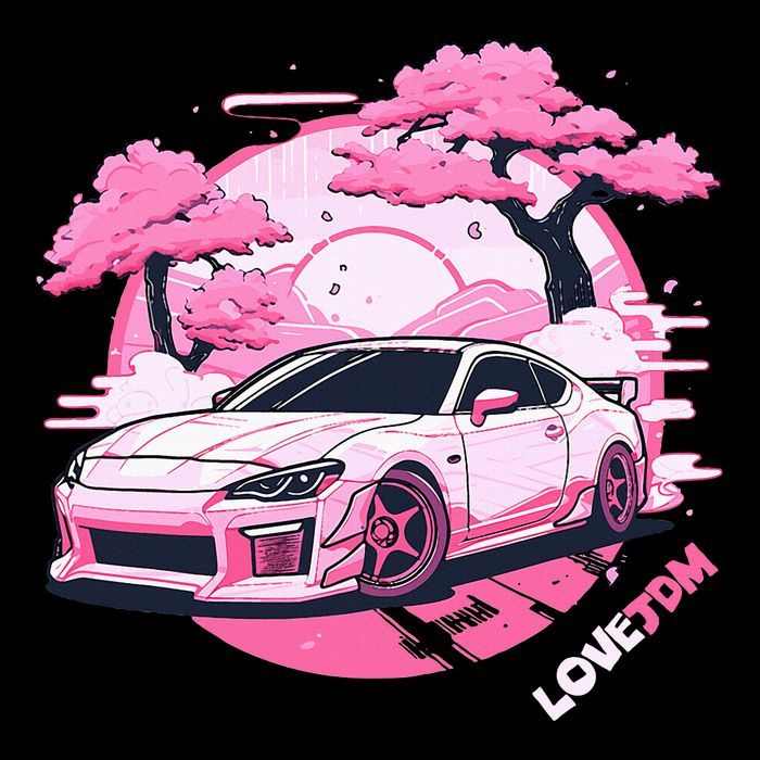 Love Jdm Girl Racer Pink Japanese Race Car Tall T-Shirt