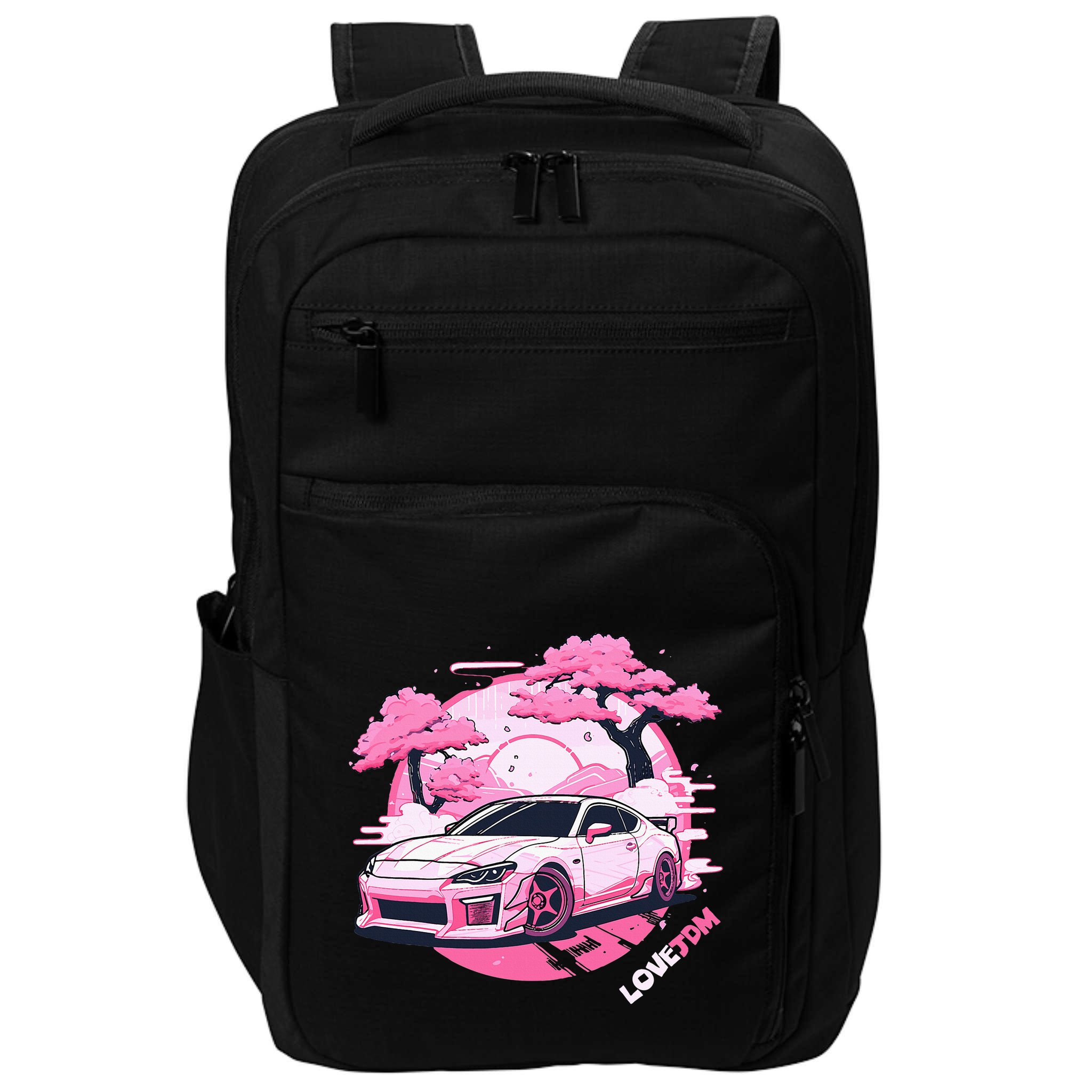 Love Jdm Girl Racer Pink Japanese Race Car Impact Tech Backpack