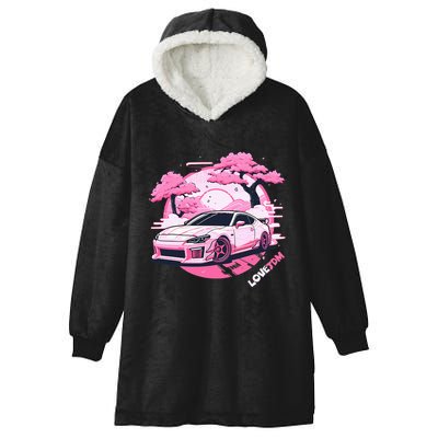 Love Jdm Girl Racer Pink Japanese Race Car Hooded Wearable Blanket