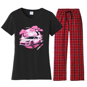 Love Jdm Girl Racer Pink Japanese Race Car Women's Flannel Pajama Set