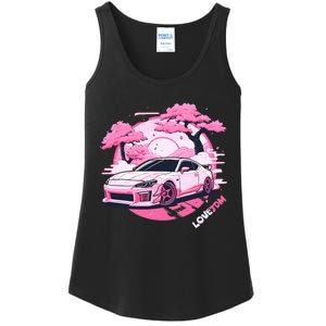 Love Jdm Girl Racer Pink Japanese Race Car Ladies Essential Tank