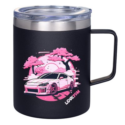 Love Jdm Girl Racer Pink Japanese Race Car 12oz Stainless Steel Coffee Mug