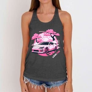 Love Jdm Girl Racer Pink Japanese Race Car Women's Knotted Racerback Tank