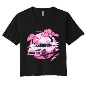 Love Jdm Girl Racer Pink Japanese Race Car Women's Crop Top Tee