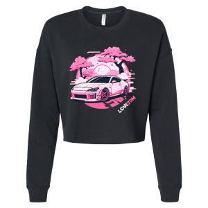 Love Jdm Girl Racer Pink Japanese Race Car Cropped Pullover Crew