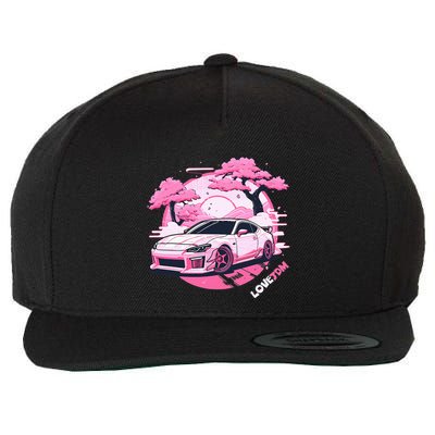 Love Jdm Girl Racer Pink Japanese Race Car Wool Snapback Cap