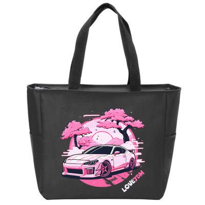 Love Jdm Girl Racer Pink Japanese Race Car Zip Tote Bag